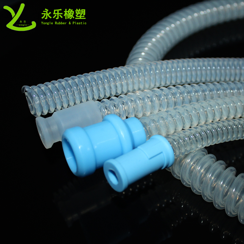 呼吸機硅膠波紋管，透明硅膠波紋管，擠出波紋硅膠管